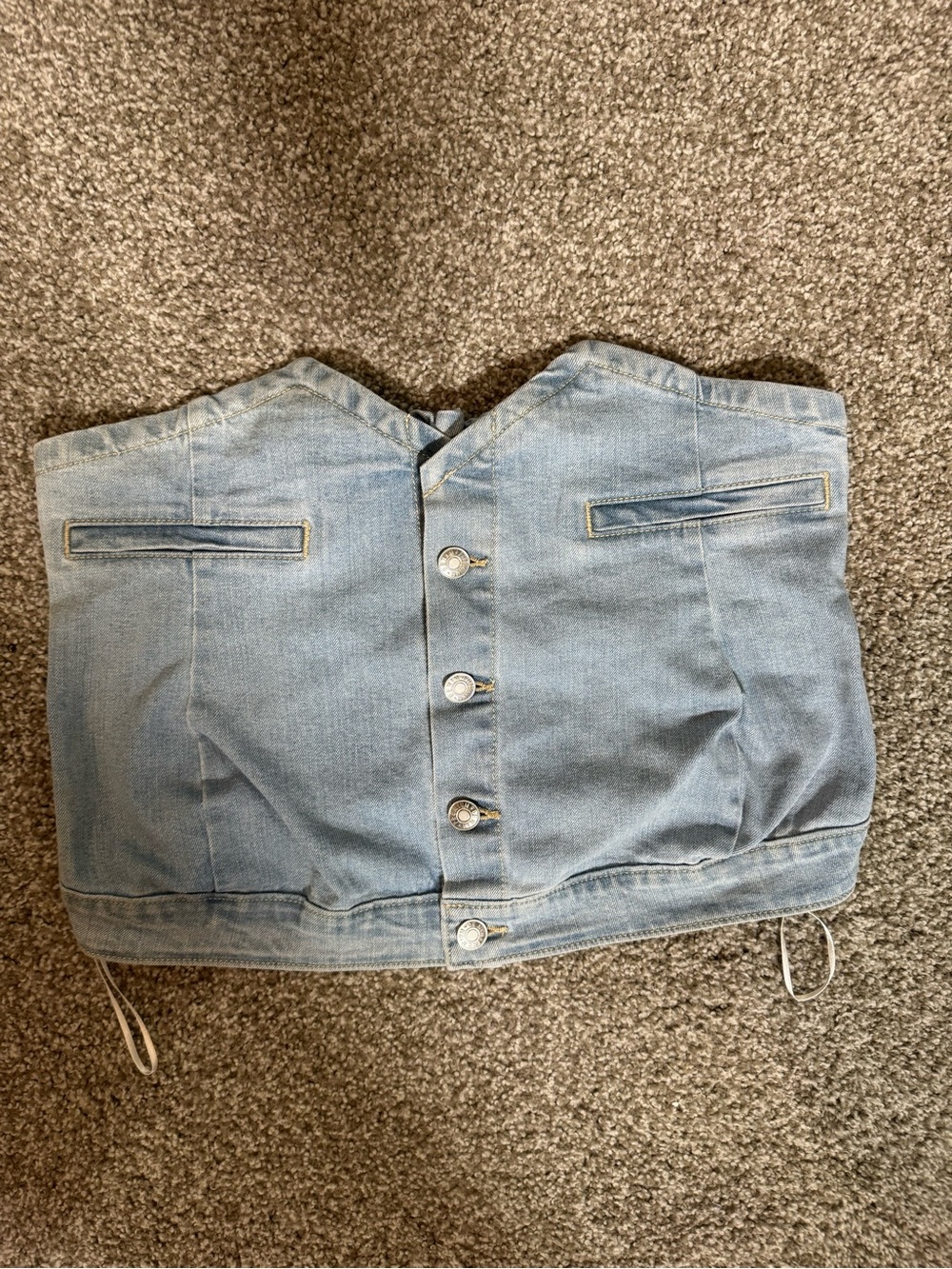 Love Tree Denim Light Blue Denim Button-Front Strapless Tube Top